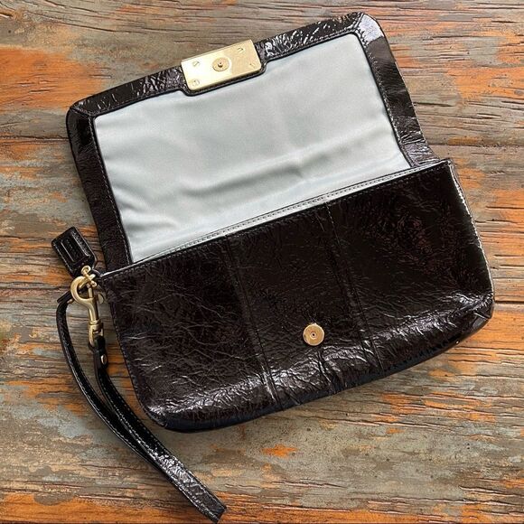 Coach Black and Gold Clutch Wristlet - Picture 4 of 6